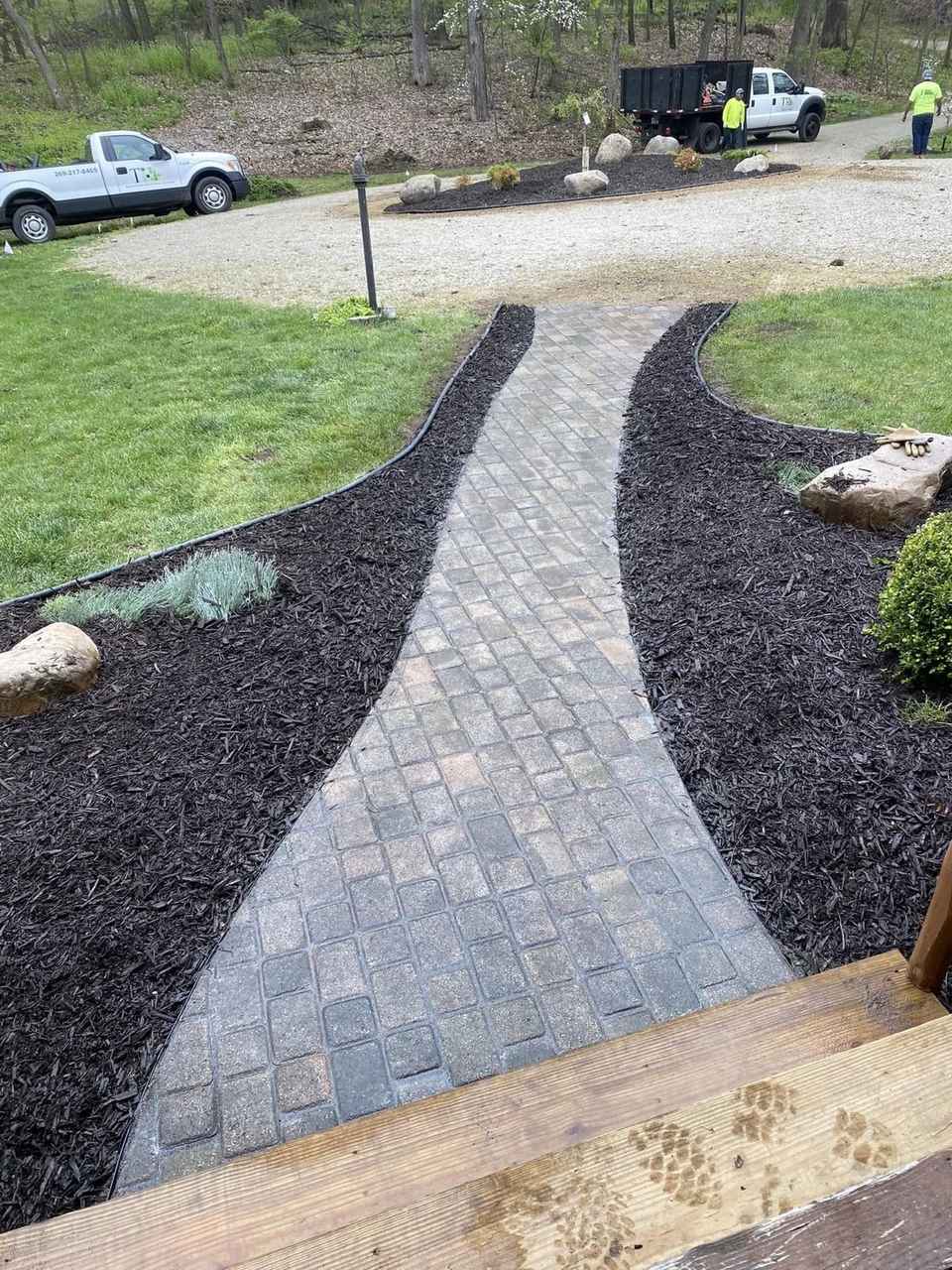 Hardscape walkway and landscaping project in Mattawan, Michigan